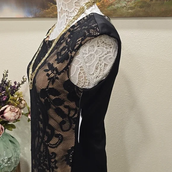 Black Illusion Lace Cocktail Dress sz 8 Connected Apparel NWT Retail $80.00 - Picture 4 of 10